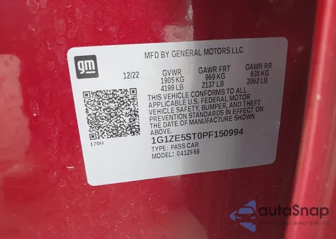 2023 Chevrolet Malibu Fwd 2Lt z USA, uszkodzony, nr VIN 1G1ZE5ST0PF150994